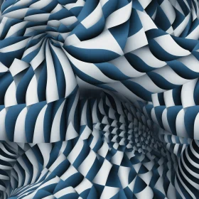 Blue and White Checkered Pattern - Abstract 3D Rendering
