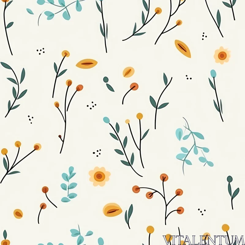 Colorful Floral Pattern - Cartoon Style Design AI Image