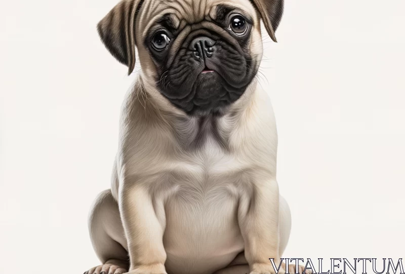 Cute Pug Dog Sitting Down | Digitally Enhanced National Geographic Style AI Image