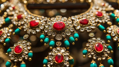 Exquisite Traditional Indian Gold Necklace with Gemstones