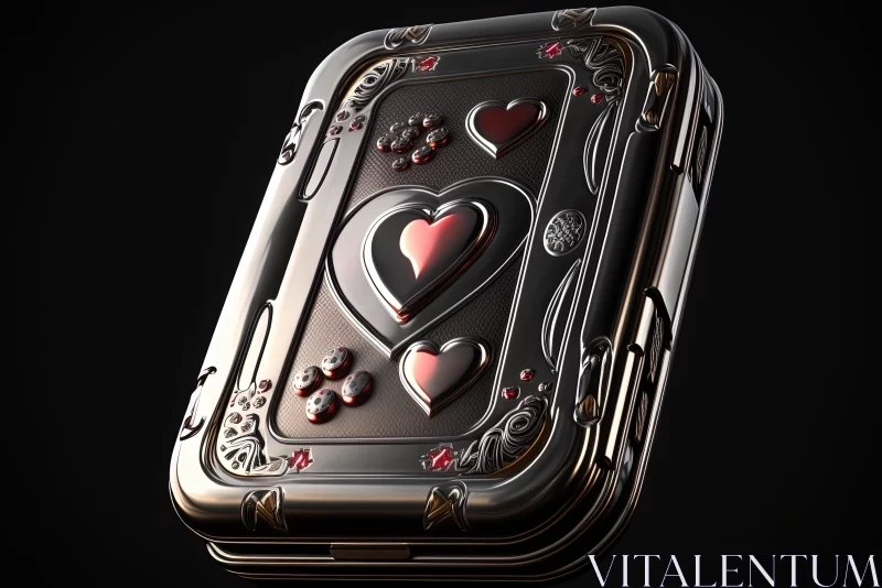 Heart-shaped Metal Case with Red Hearts | Unreal Engine | Tarot Card AI Image