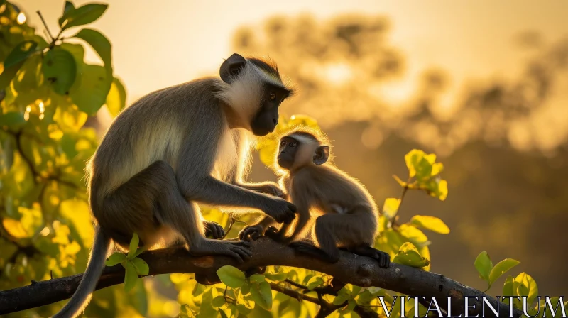 AI ART Tender Monkey and Infant Portrait in Nature