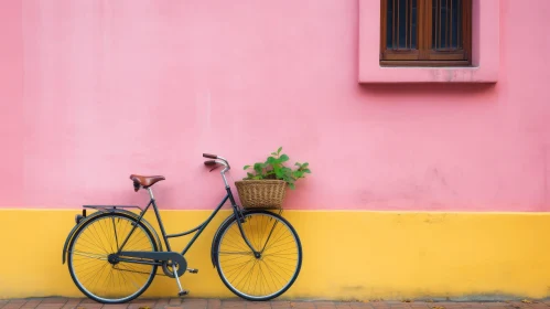 Vintage Bicycle Against Pink Wall