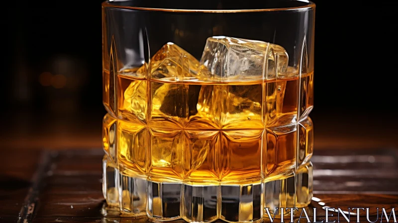 Whiskey Glass on Wooden Table - Artistic Photography AI Image