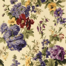 Yellow Floral Pattern with Roses, Pansies, and Daisies