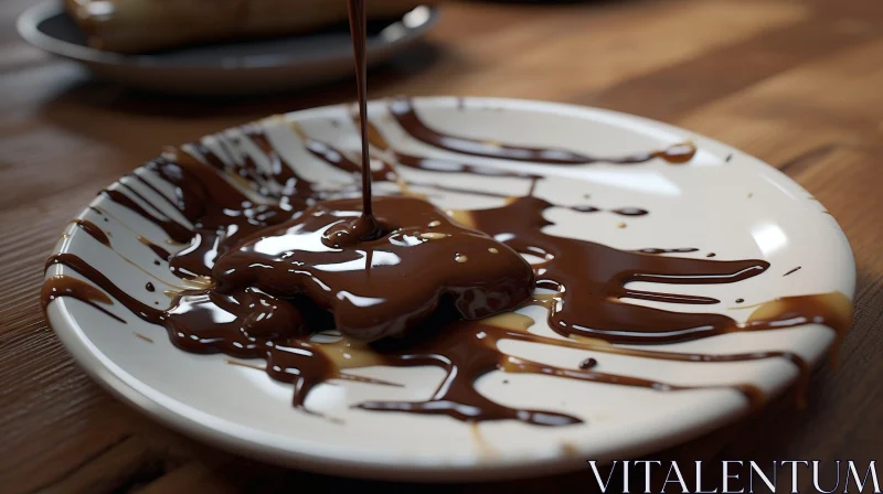 Delicious Chocolate Dessert on White Plate AI Image