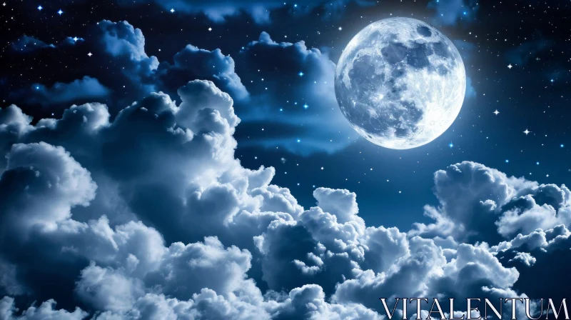 Enchanting Night Sky with Stars and Moon AI Image