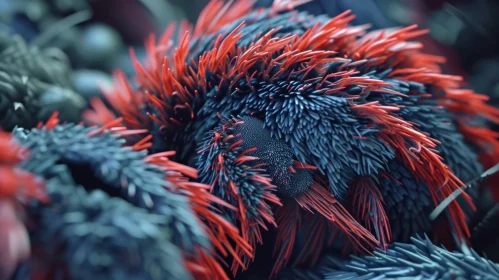 Enigmatic Red and Blue Furry Creature - Captivating Image