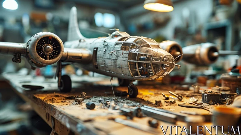Exquisite Metal Model of a Boeing B-17 Flying Fortress Bomber AI Image