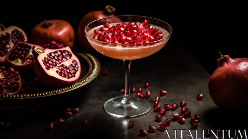 AI ART Exquisite Pomegranate Cocktail Still Life