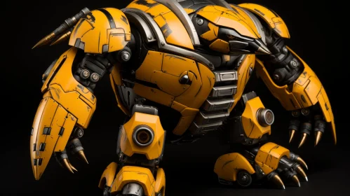 Futuristic Yellow Robot with Manticore Features