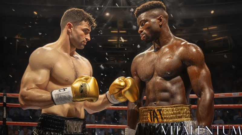 AI ART Intense Boxing Match: Muscular Boxers Face Off