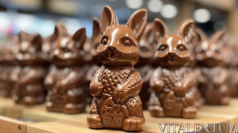Intricate Chocolate Bunny Statues: An Easter Delight AI Image