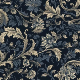 Vintage Floral Seamless Pattern | Blue & Cream | Victorian Style