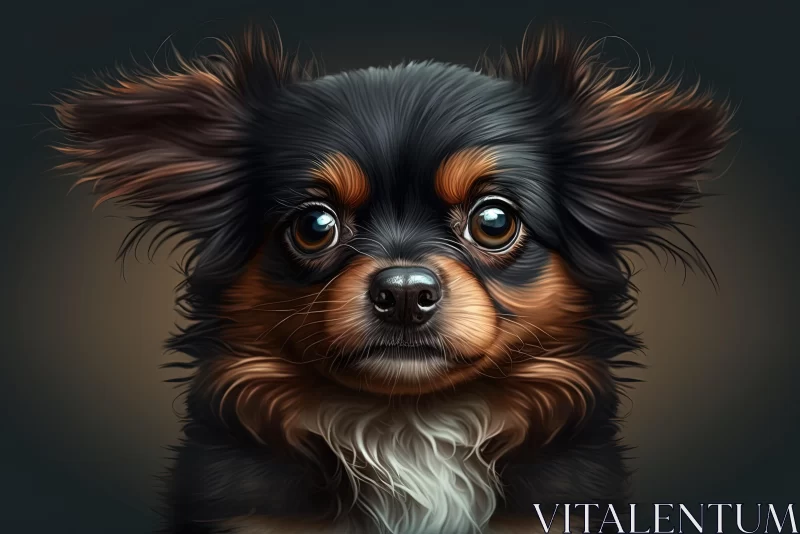 Charming Chihuahua Dog Portrait in Cartoonish Style AI Image