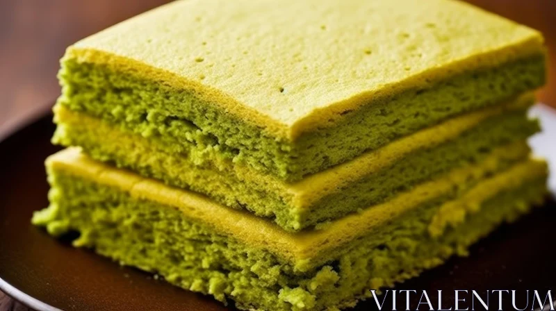 Delicious Matcha Sponge Cake - Food Photography AI Image