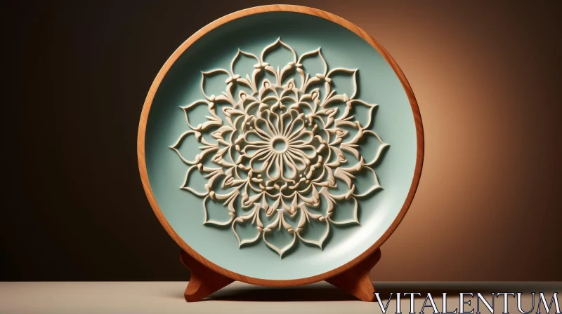 Elegant Floral Pattern Decorative Plate | 3D Rendering AI Image