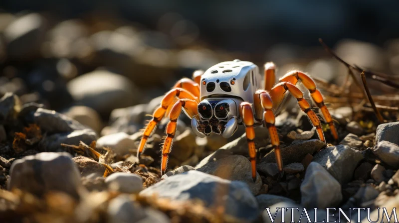 Futuristic Robotic Spider Amidst Nature AI Image