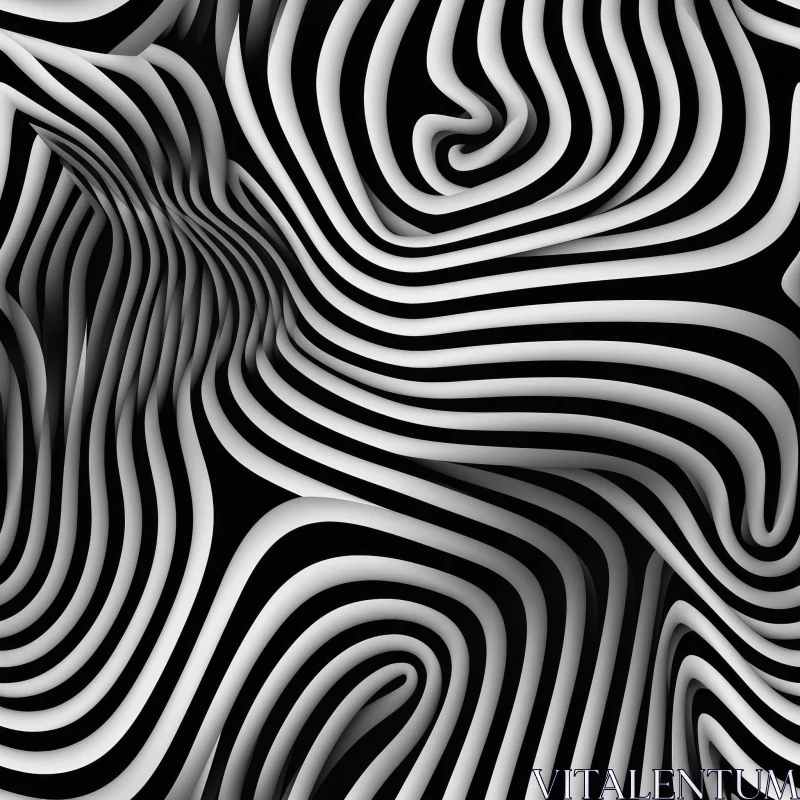 AI ART Monochrome Zebra Pattern: 3D Rendering