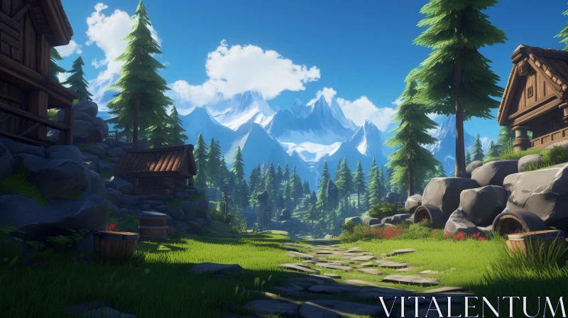 Mountain Valley Landscape - Serene Nature View AI Image