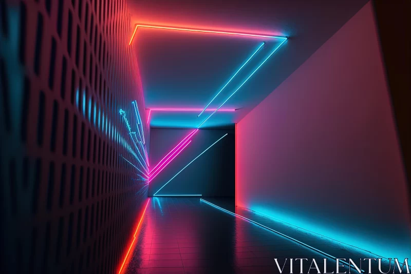 Vibrant Neon Hallway: Captivating Architecture and Design AI Image
