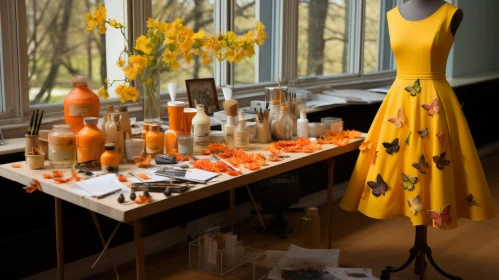 Vibrant Yellow Dress in Nature-Inspired Danish Design