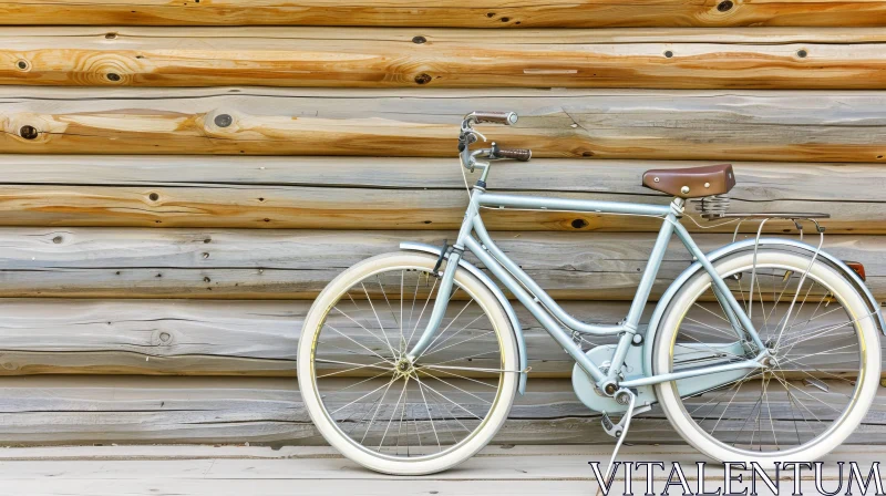 AI ART Vintage Bicycle Against Wooden Wall