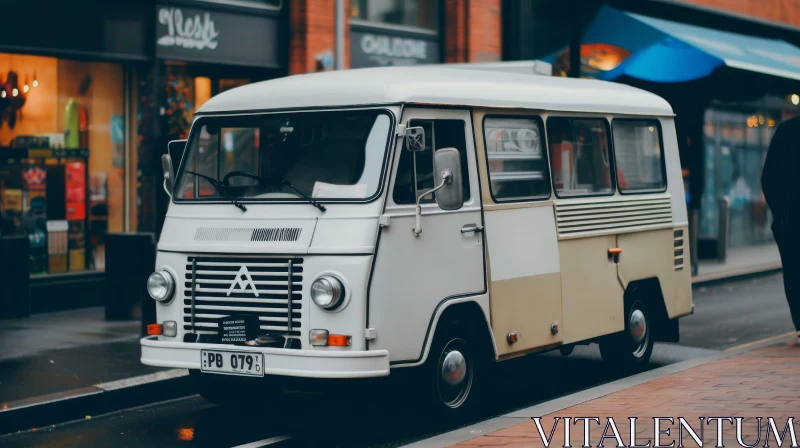 Vintage Van on City Street AI Image