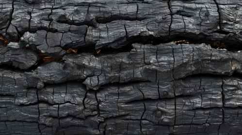 Abstract Burnt Wood with Cracks and Ash