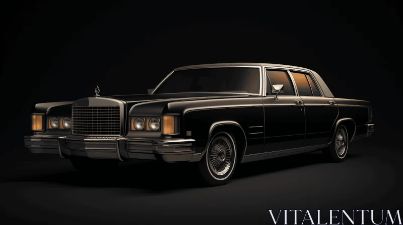 Black Car on Black Background - Depictions of Aristocracy | Mercedes-Benz 500 IV Sedan AI Image