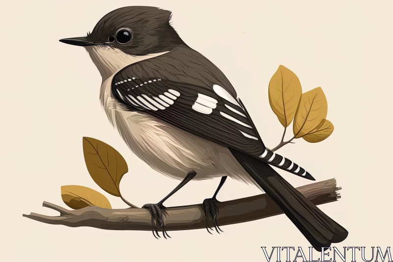 Captivating Bird Illustration on Tree Branch | Realistic Art AI Image