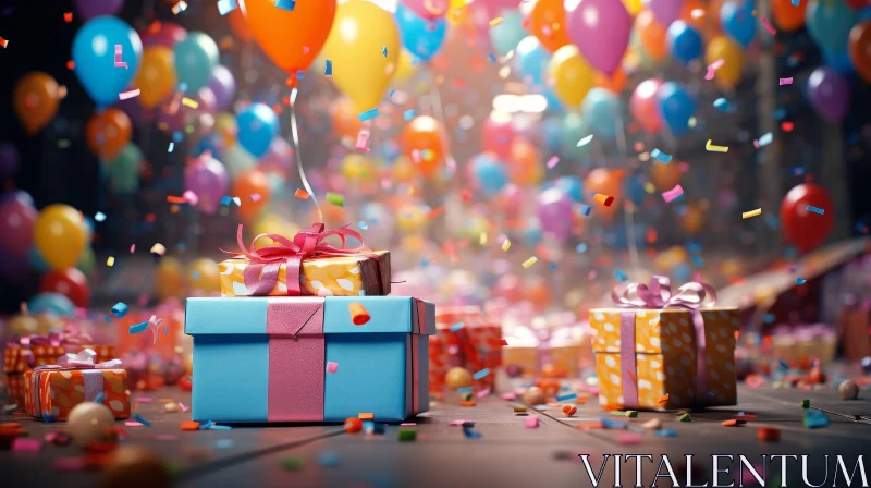Colorful Birthday Party Celebration in 3D AI Image