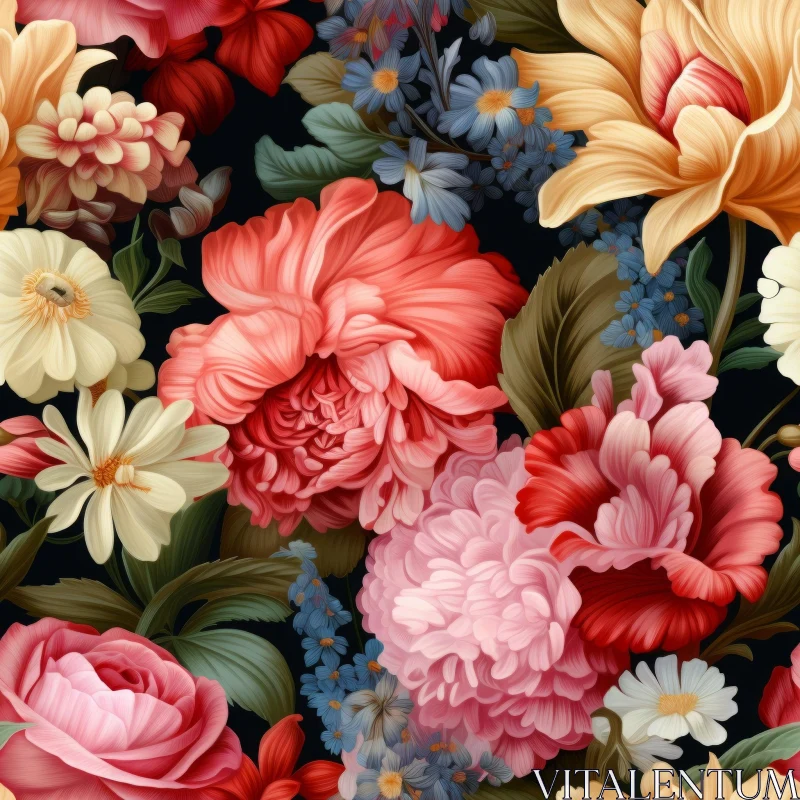 Dark Floral Seamless Pattern - Depth and Realism AI Image