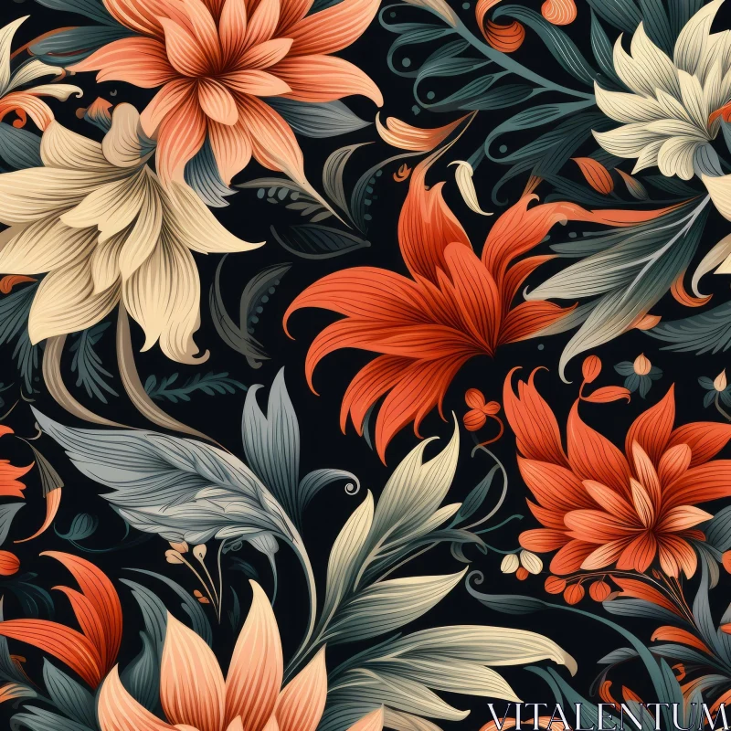 Dark Floral Seamless Pattern - Traditional Indian Persian Design AI Image