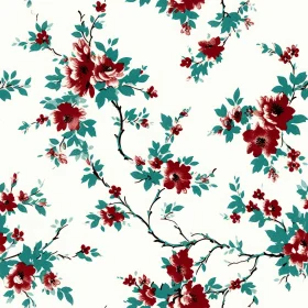 Elegant Red and Pink Floral Pattern on White Background