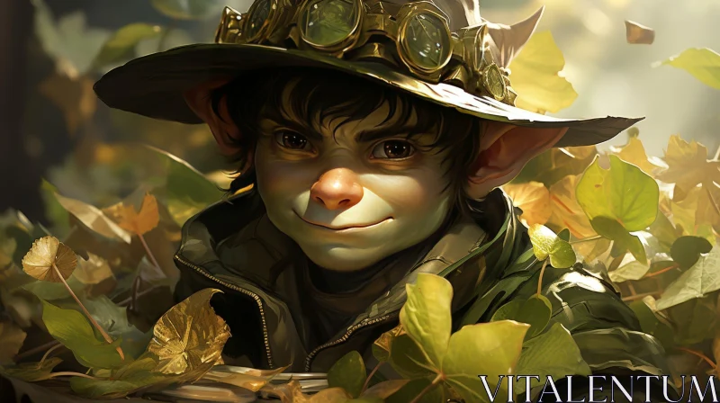 AI ART Enigmatic Goblin in Hat and Goggles