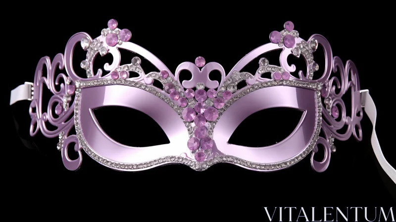 Exquisite Purple Venetian Mask with Glitter and Rhinestones AI Image