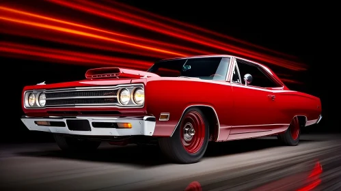 Red 1969 Plymouth Road Runner Muscle Car Digital Painting