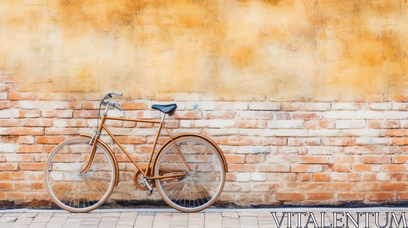 Vintage Bicycle Against Brick Wall AI Image