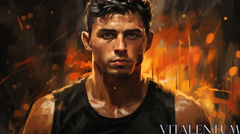 AI ART Young Male Athlete Portrait - Determined Expression