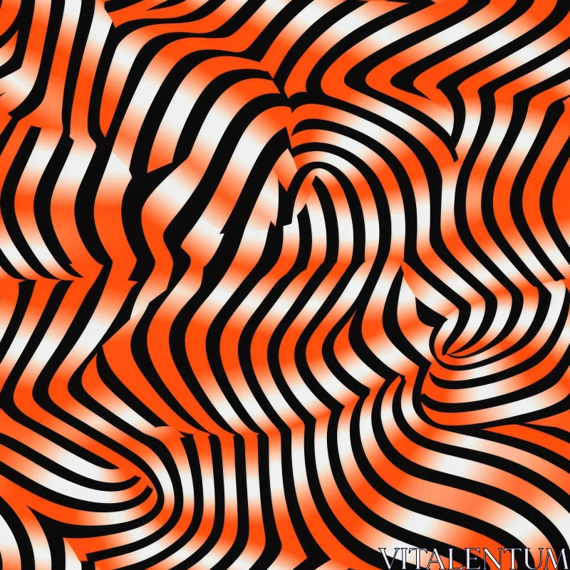 AI ART Abstract Orange and White Curved Lines Background