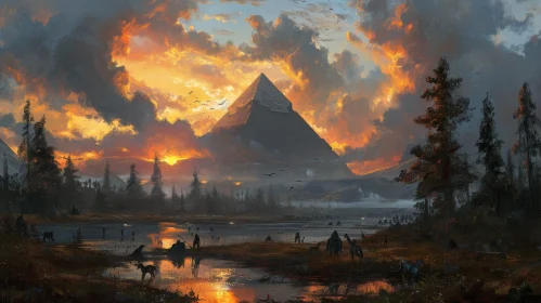 Ancient Pyramid in Desert - Mystical Landscape Painting