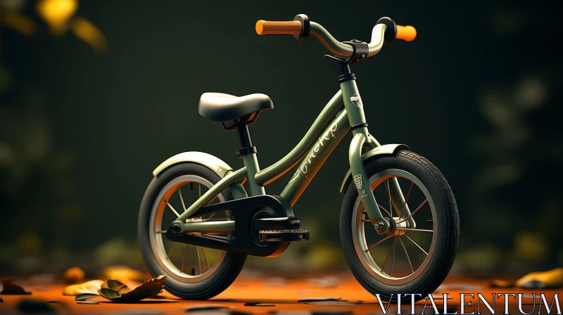 Child's Green Balance Bike in Nature AI Image