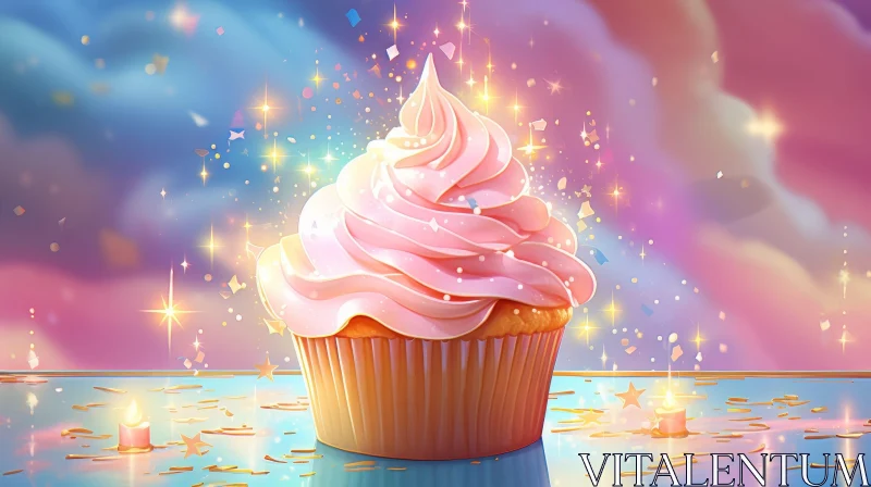 AI ART Colorful 3D Cupcake Rendering on White Table