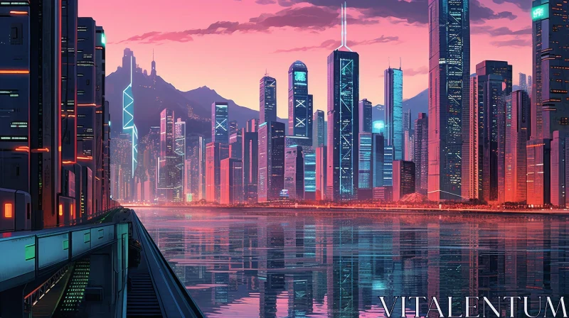 Enchanting Futuristic Cityscape | Urban Night Lights AI Image
