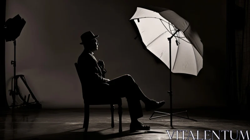 Enigmatic Man in Hat and Suit - Artistic Studio Portrait AI Image