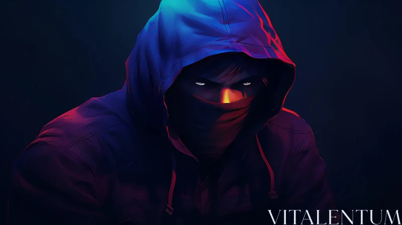 Intense Portrait of a Hooded Man - Digital Painting AI Image