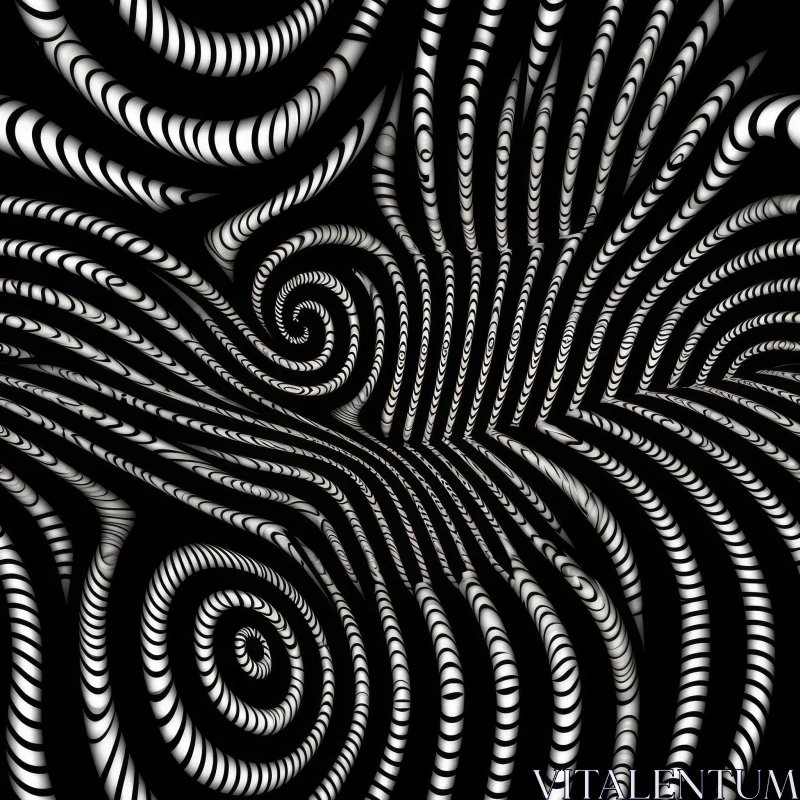 Monochrome Abstract Pattern with Concentric Circles AI Image