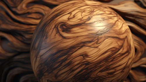 Polished Wooden Ball on Dark Background