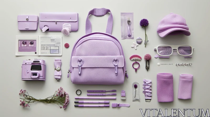 Purple Accessories Flat Lay | Abstract Composition AI Image